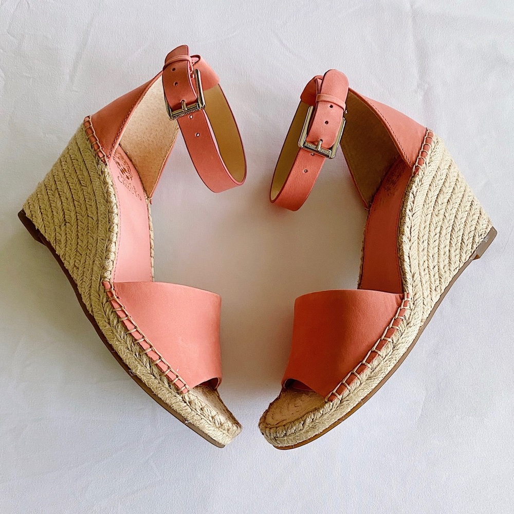 ✨New VINCE CAMUTO Leera Nubuck Espadrille Wedges Fancy Flamingo 9.5M - Picture 4 of 9